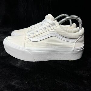 Vans Off The Wall 721356 Unisex M7/W8.5 Skateboard Shoes White Lace Up Sneakers